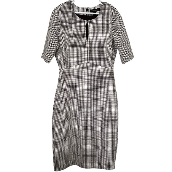 Banana Republic Textured Sheath Dress Keyhole Neck Black & White Size 0 - Picture 2 of 11